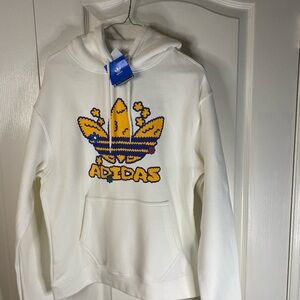 Adidas Cream Hoodie with Multicolor Logo